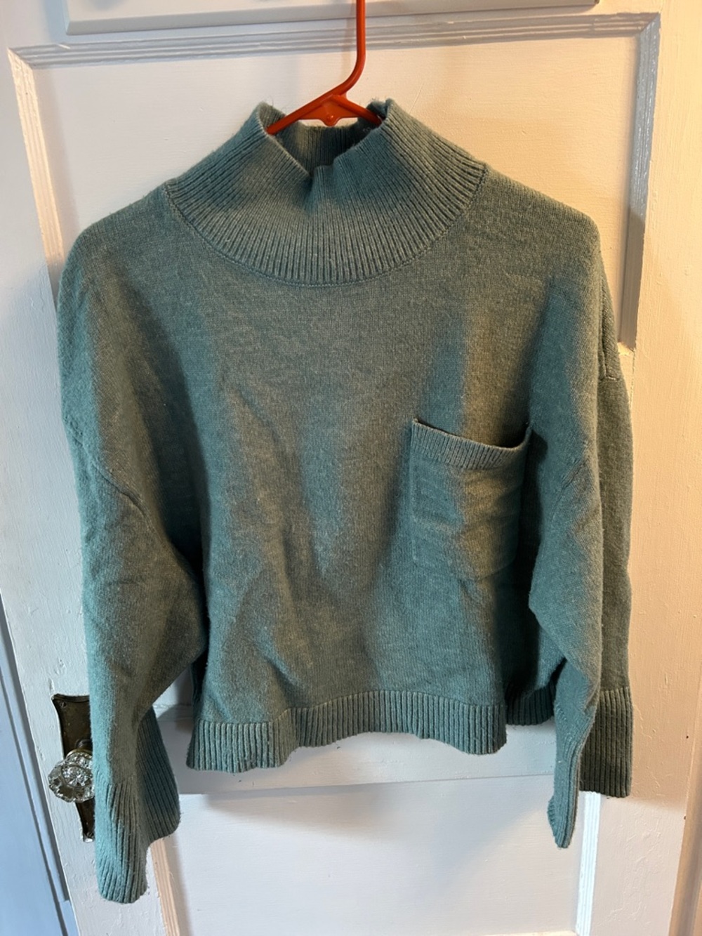Express Sage Green Mock Neck Sweater with Pocket